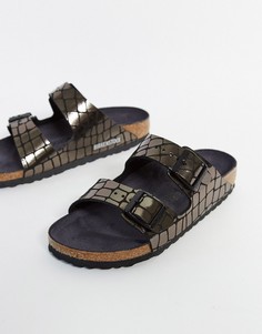 Черные шлепанцы с крокодиловым узором Birkenstock-Черный