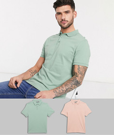 Поло из органического хлопка ASOS DESIGN - Набор из 2 шт. со скидкой-Мульти