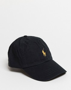 Черная бейсболка с золотистым логотипом Polo Ralph Lauren-Черный