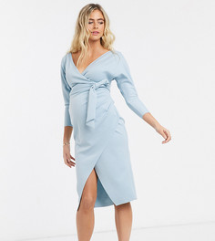 Синее платье миди с запахом и поясом ASOS DESIGN Maternity-Синий