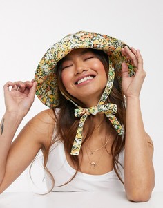 Шляпа с завязками и цветочным принтом в стиле 70-х ASOS DESIGN-Мульти