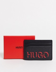 Кожаный кошелек для карт HUGO-Черный