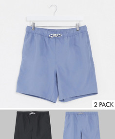 2 шортов для плавания средней длины (синие/черные) ASOS DESIGN - НАБОР СО СКИДКОЙ-Мульти
