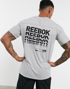 Серая футболка с логотипом на спине Reebok Training-Серый