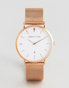 Розово-золотистые часы с сетчатым браслетом Abbott Lyon Kensington 40-Золотой