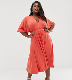 Платье-кимоно миди эксклюзивно для ASOS DESIGN Curve-Оранжевый