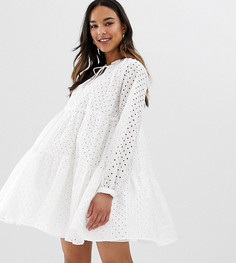 Ярусное платье-трапеция мини с вышивкой ришелье ASOS DESIGN Maternity-Белый
