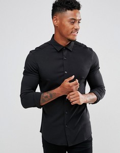 Черная облегающая рубашка из вискозы ASOS DESIGN-Черный