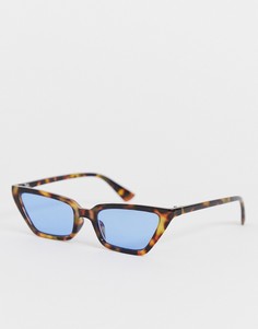 Солнцезащитные очки "кошачий глаз" в черепаховой оправе с голубыми стеклами Glamorous-Коричневый