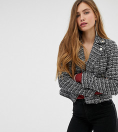 Черная байкерская куртка из ткани букле Miss Selfridge-Черный
