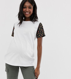 Футболка с контрастными рукавами с цветочным принтом ASOS DESIGN Maternity-Мульти