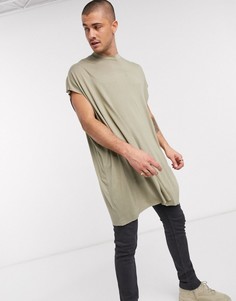 Длинная футболка в стиле oversized из вискозы цвета светлого хаки ASOS DESIGN-Зеленый