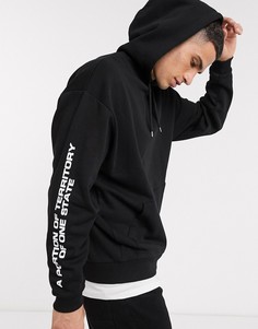 Черный худи с принтом ASOS DESIGN