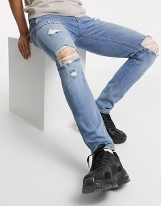 Выбеленные рваные джинсы скинни ASOS DESIGN-Синий