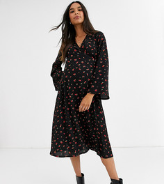 Платье миди с запахом и цветочным принтом New Look Maternity-Мульти