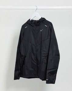 Черная ветровка с капюшоном Nike Running-Черный
