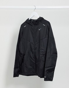 Черная ветровка с капюшоном Nike Running-Черный