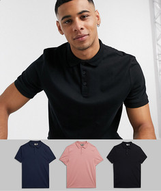 Поло из органического хлопка ASOS DESIGN - Набор из 3 шт. со скидкой-Мульти