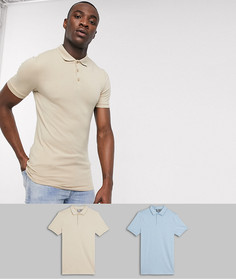 2 поло из органического хлопка ASOS DESIGN Tall-Мульти