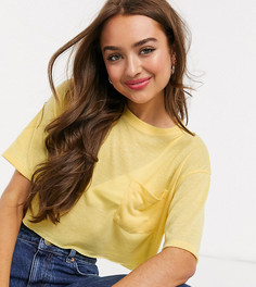 Желтая короткая футболка с добавлением льна ASOS DESIGN Petite-Желтый