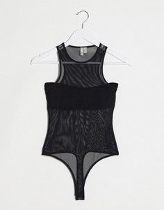 Черное боди со спинкой-борцовкой ASOS DESIGN-Черный