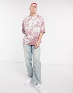 Фиолетовая футболка в стиле oversized с рукавами до локтя и принтом тай-дай ASOS DESIGN-Фиолетовый