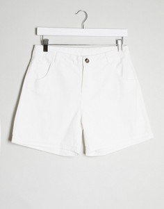 Белые длинные джинсовые шорты с необработанным краем Noisy May-Белый