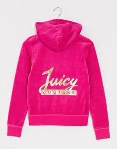 Фиолетовая велюровая куртка с серебристой подкладкой Juicy Couture-Фиолетовый