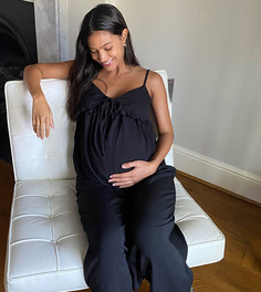 Черный свободный комбинезон на бретелях ASOS DESIGN Maternity-Коричневый