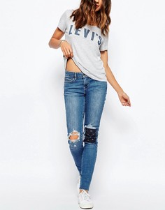 Облегающие джинсы с заплаткой на колене Levis 711-Синий Levis®