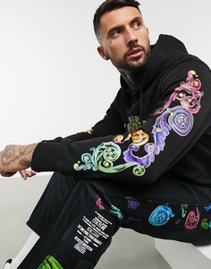 Худи черного цвета с логотипом и принтом в стиле барокко Versace Jeans Couture-Черный