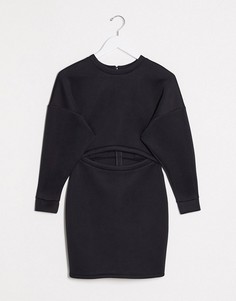 Черное платье-свитшот мини с длинными рукавами ASOS DESIGN-Черный