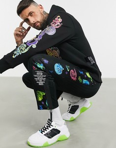 Черные спортивные брюки со вставкой и молнией Versace Jeans Couture-Черный