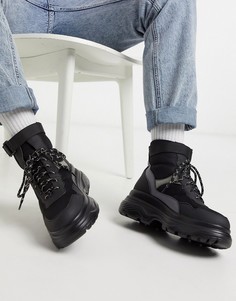 Черные ботинки на массивной подошве со шнуровкой и ремешком Koi Footwear-Черный