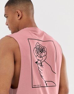 Розовая футболка без рукавов с принтом на спине ASOS DESIGN-Розовый