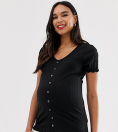 Черная футболка на пуговицах New Look Maternity-Черный