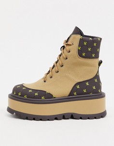 Бежевые парусиновые ботинки на массивной подошве Koi Footwear-Бежевый