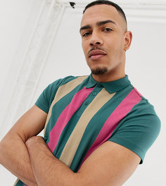 Поло из органического хлопка в вертикальную полоску ASOS DESIGN Tall-Зеленый