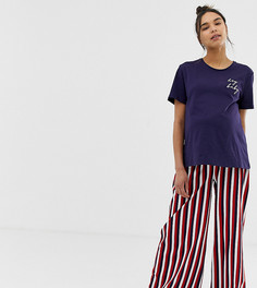 Пижама для беременных в полоску с принтом "Hey Baby" ASOS DESIGN-Мульти