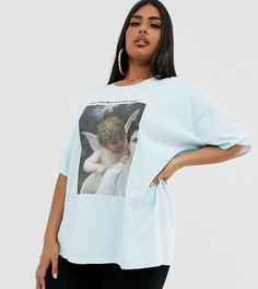 Oversize-футболка с надписью на спине New Girl Order Curve-Синий