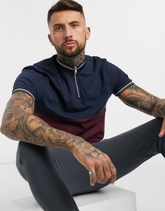 Бордовая футболка с молнией, контрастной кокеткой и отделкой ASOS DESIGN-Красный