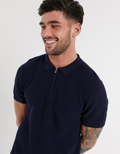 Поло темно-синего цвета с молнией Jack & Jones Premium-Темно-синий