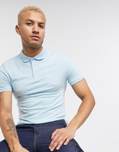 Синяя обтягивающая футболка-поло ASOS DESIGN-Синий