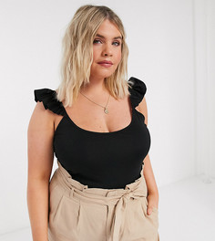 Боди черного цвета с оборками Vero Moda Curve-Черный