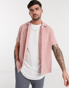 Розовая рубашка от комплекта с короткими рукавами и отложным воротником Topman-Розовый