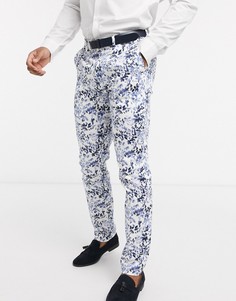 Брюки скинни с цветочным принтом Topman-Серый