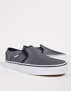 Черные блестящие слипоны Vans Asher-Черный