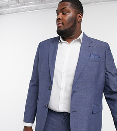 Синий приталенный пиджак в клетку Burton Menswear Big & Tall