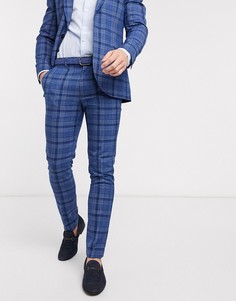 Синие брюки скинни в клетку Topman-Синий