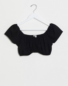 Черный кроп-топ со сборками ASOS DESIGN